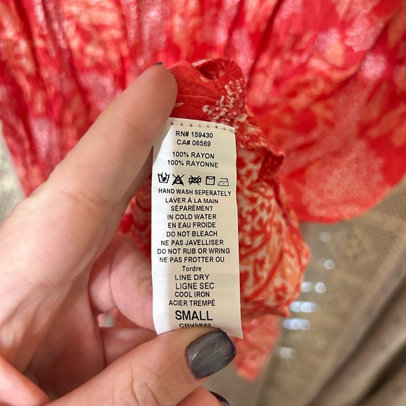 Elan NWT Coral Boho Floral Peasant Dress Small - Picture 5 of 6